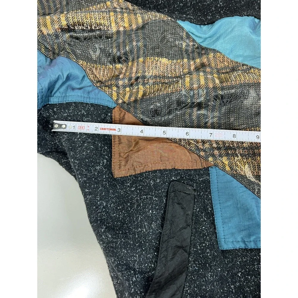 Vintage Wool Blend Multi Colored Multi Material Jacket Teen LARGE Retro Geometry
